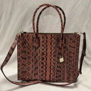 Michael Kors Pink Snakeskin Handbag/Purse With Detatchable Crossbody Strap